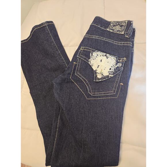 Vintage Y2K Mecca Femme Jeans Sz 7/8 Woman Western Nwot Silver Applique Glanz - Picture 1 of 6